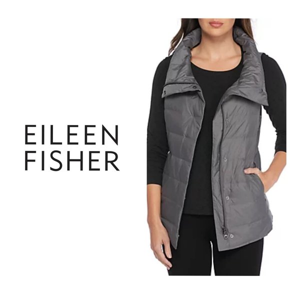 Eileen Fisher Grey Feather Down Puffer 